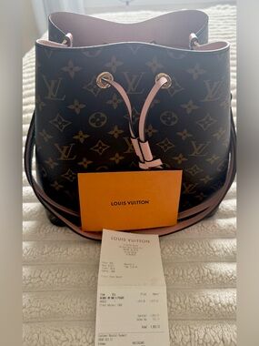 Louis Vuitton Neo Neo Monogram Canvas Bucket Bag with Pink Trim